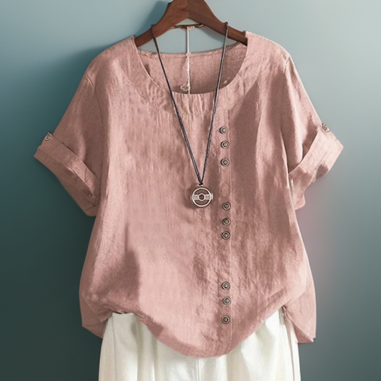 Blusa Asimétrica Mujer Detalle Botones Casual