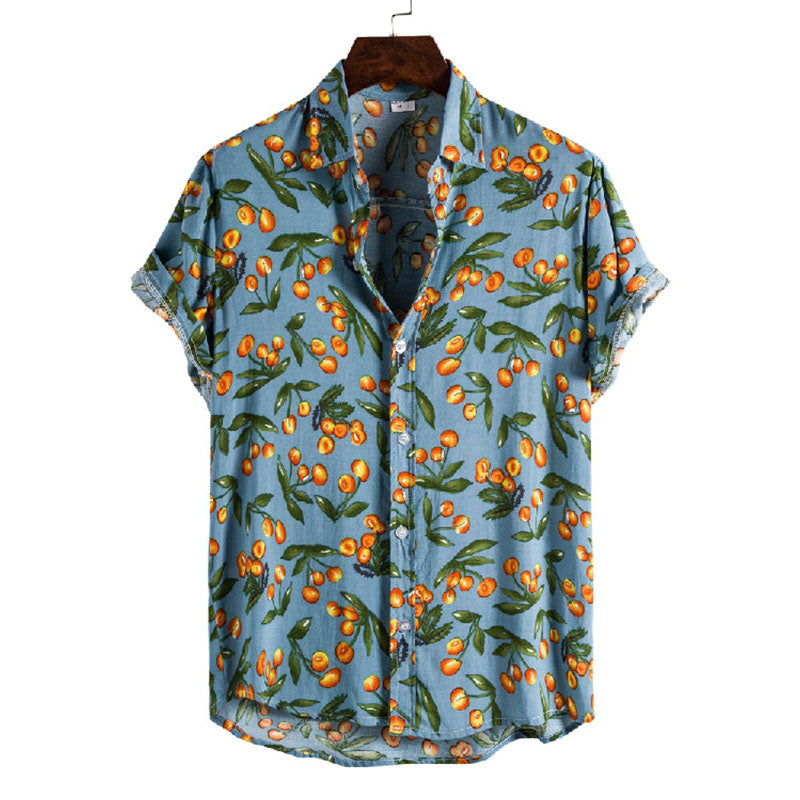 Camisa Ligera Estilo Hawaiano Azul Marino - Vestiria