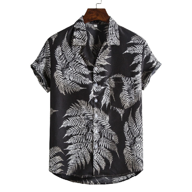 Camiseta Hombre Manga Corta Diseño Flor Estiloso