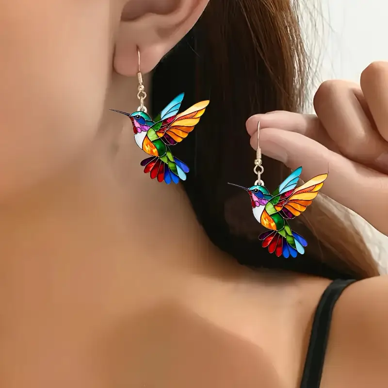 Pendientes Mujer Coloridos Colibrí Estilo Verano - Vestiria