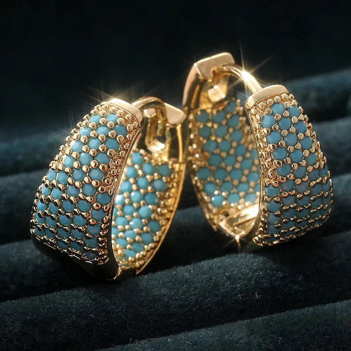 Pendientes Femme Aro Oro Azul Brillante - Vestiria
