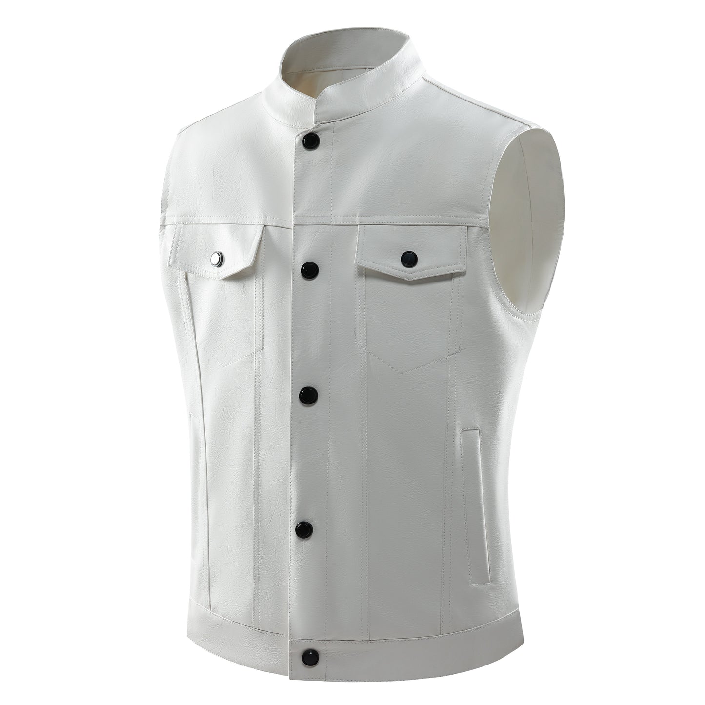 Chaleco Cuero Vintage con Bolsillos