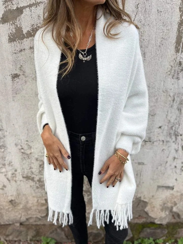Chaquetón Mujer Largo y Acogedor con Flecos