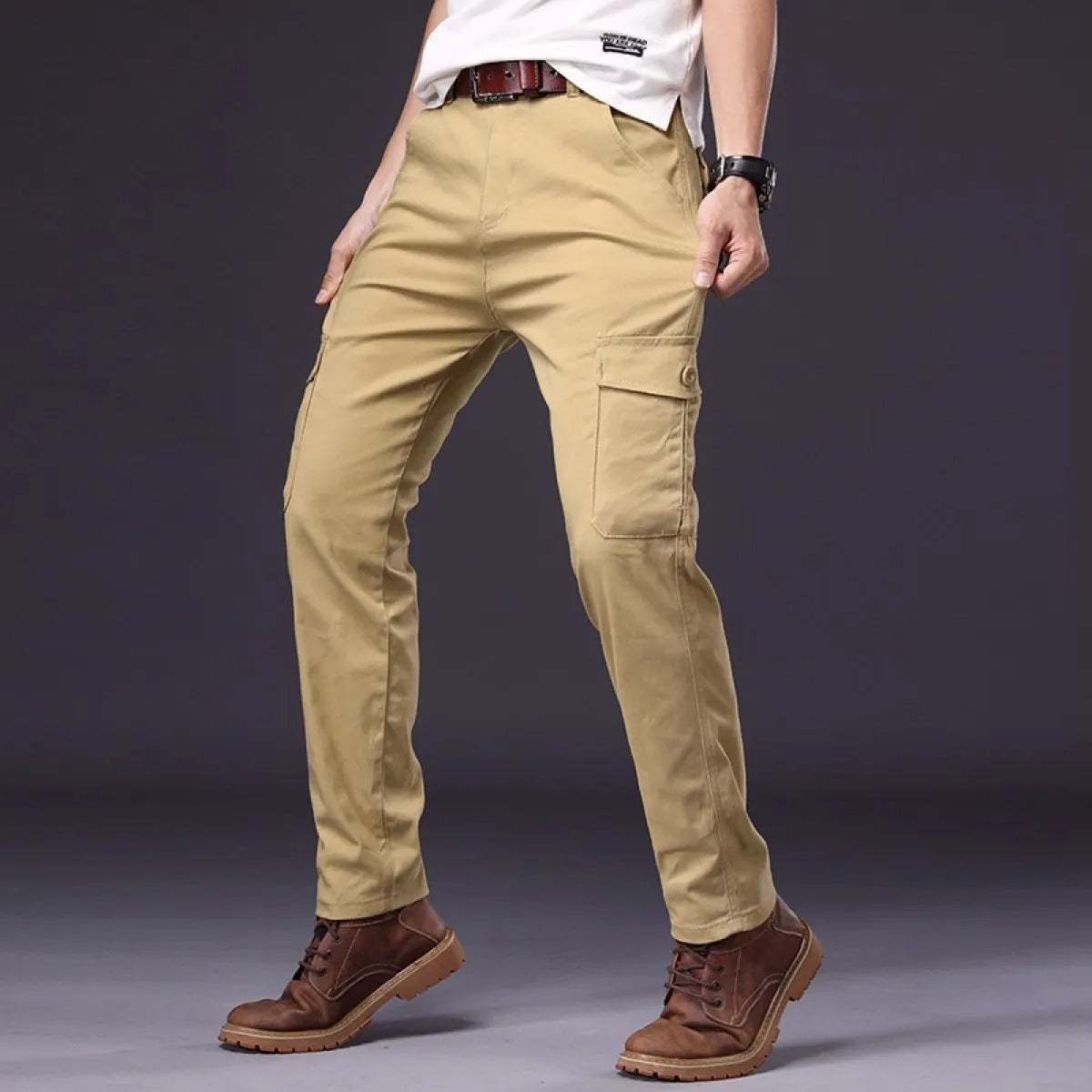 Pantalones Hombre Elásticos Corte Recto