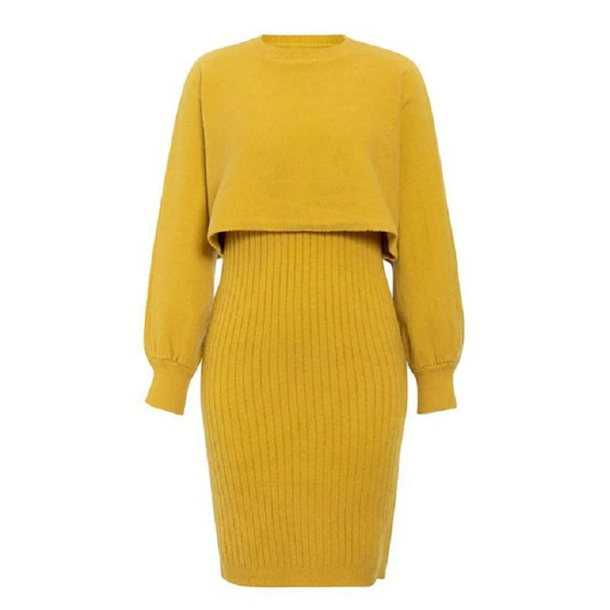 Vestido de punto efecto dos piezas elegante