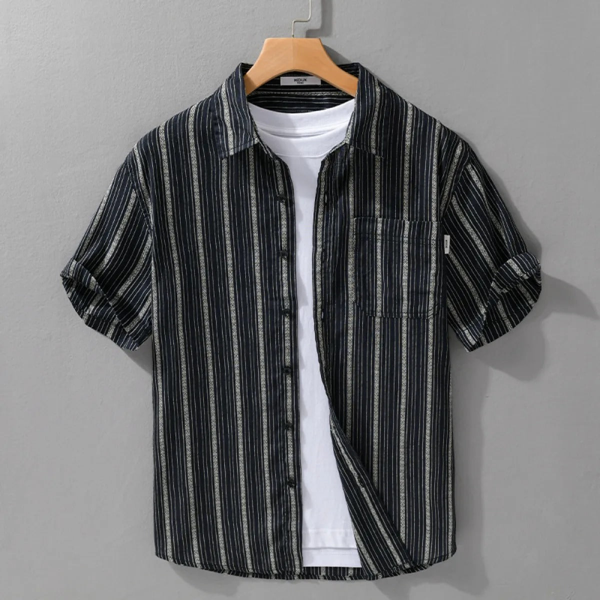 Camisa de verano lino a rayas hombre