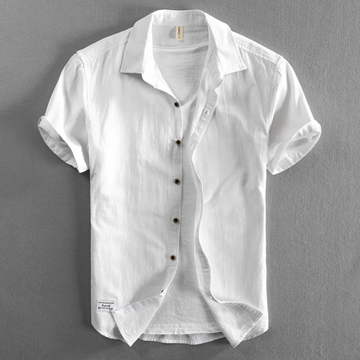 Camisa Hombre Lino Manga Corta Verano