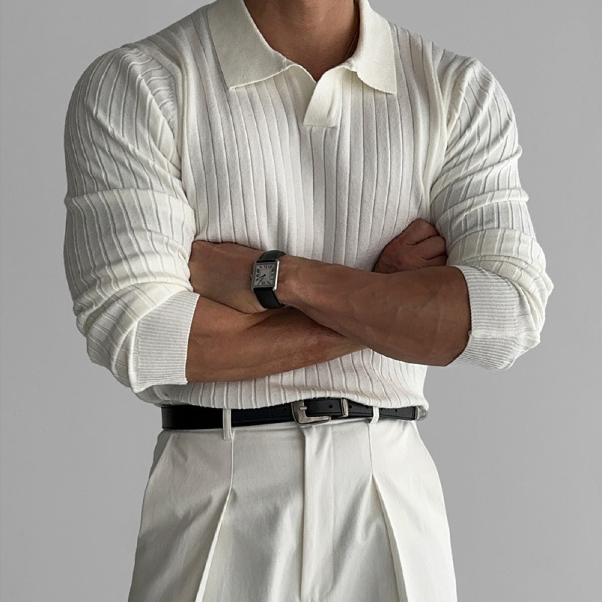 Jersey Hombre Punto Cuello Polo Estilo Clásico