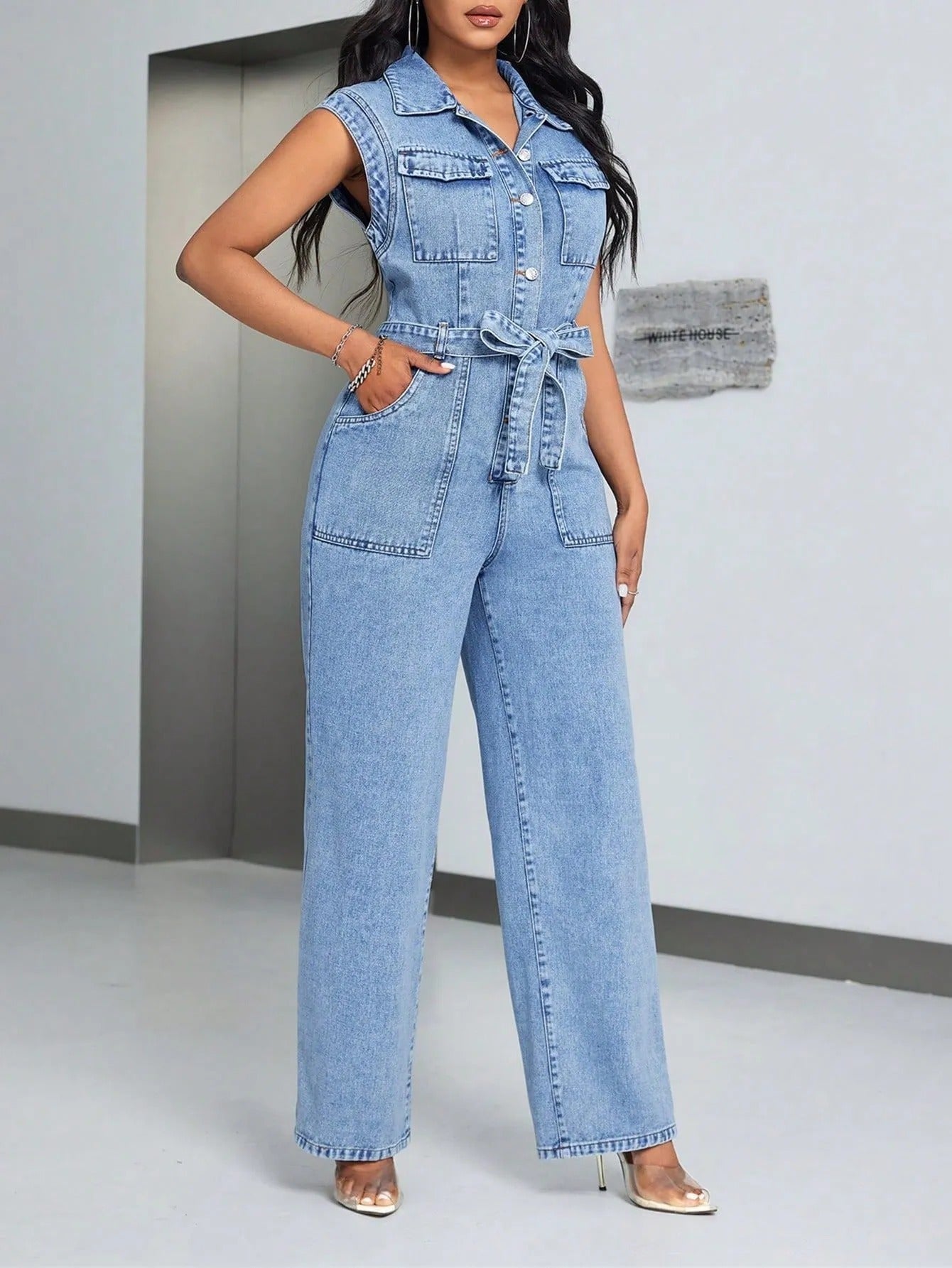 Vestido Mono Largo Mujer Denim sin Mangas - Vestiria