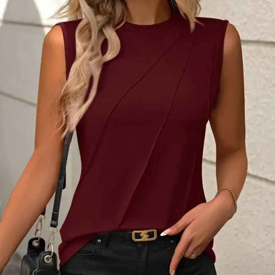 Top Mujer Cuello Redondo sin Mangas Elegante