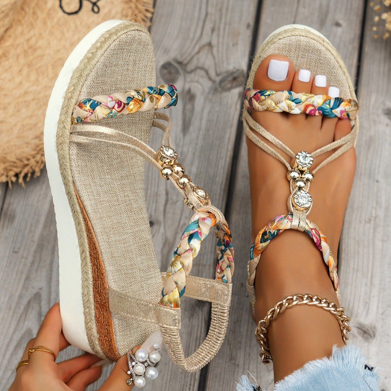 Sandalias Mujer Plataforma Yute Glamour