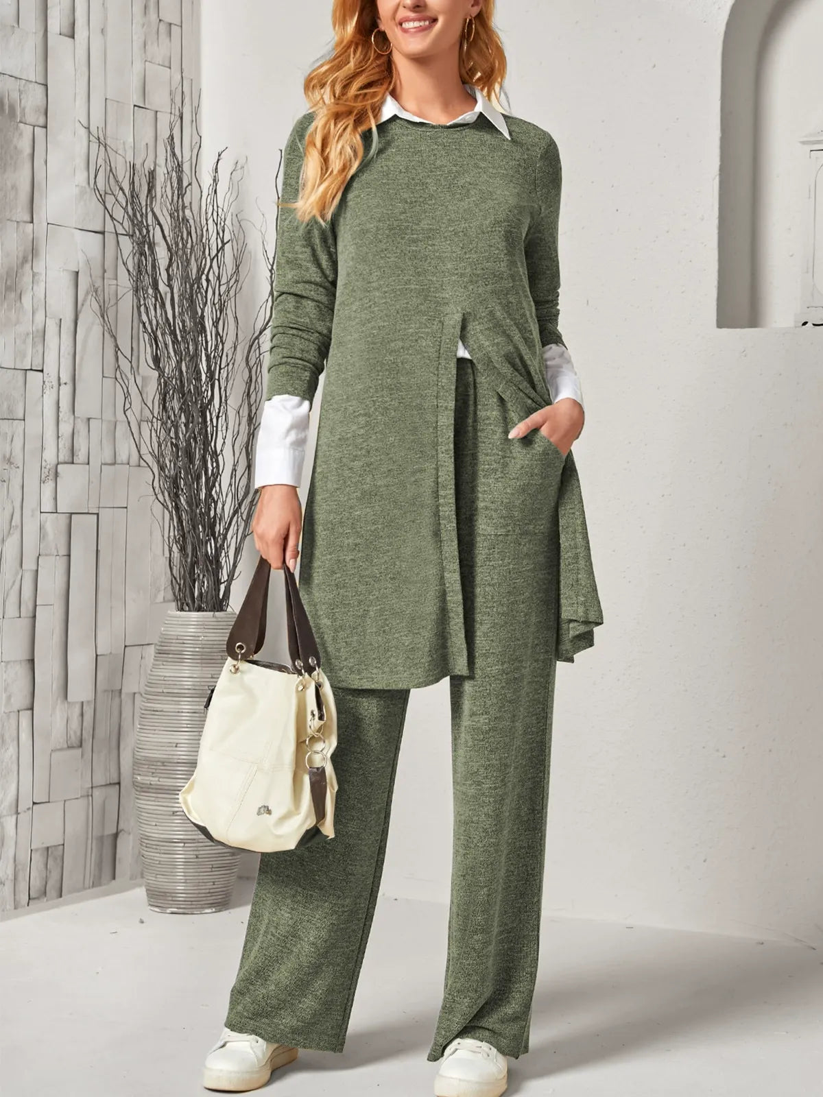 Conjunto Jersey Suave y Pantalones Cómodos
