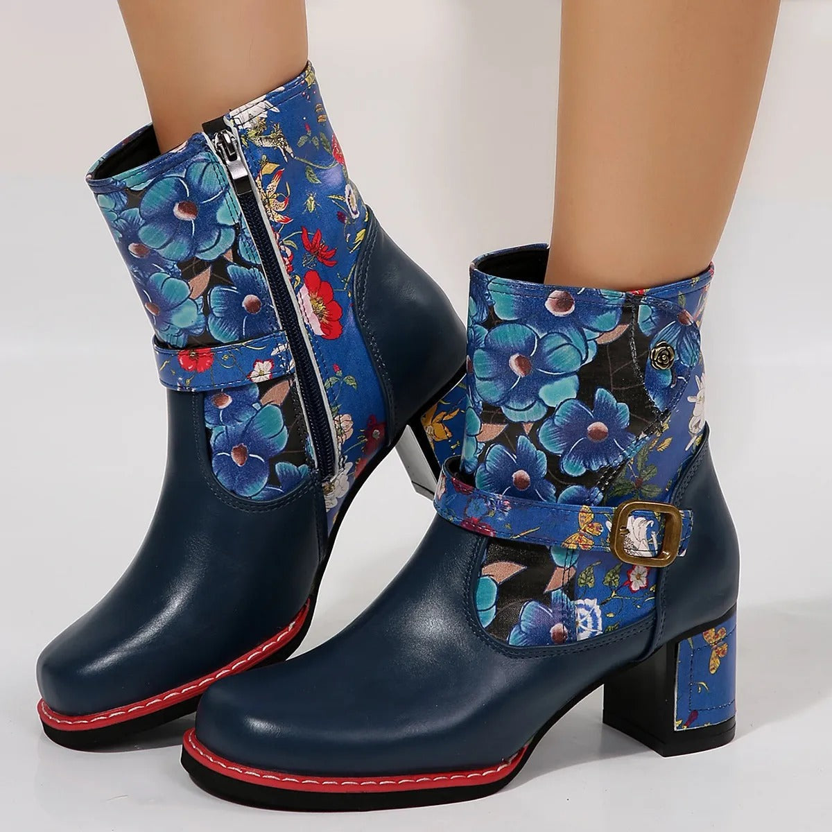 Botas Mujer Tacón Alto Estampado Floral