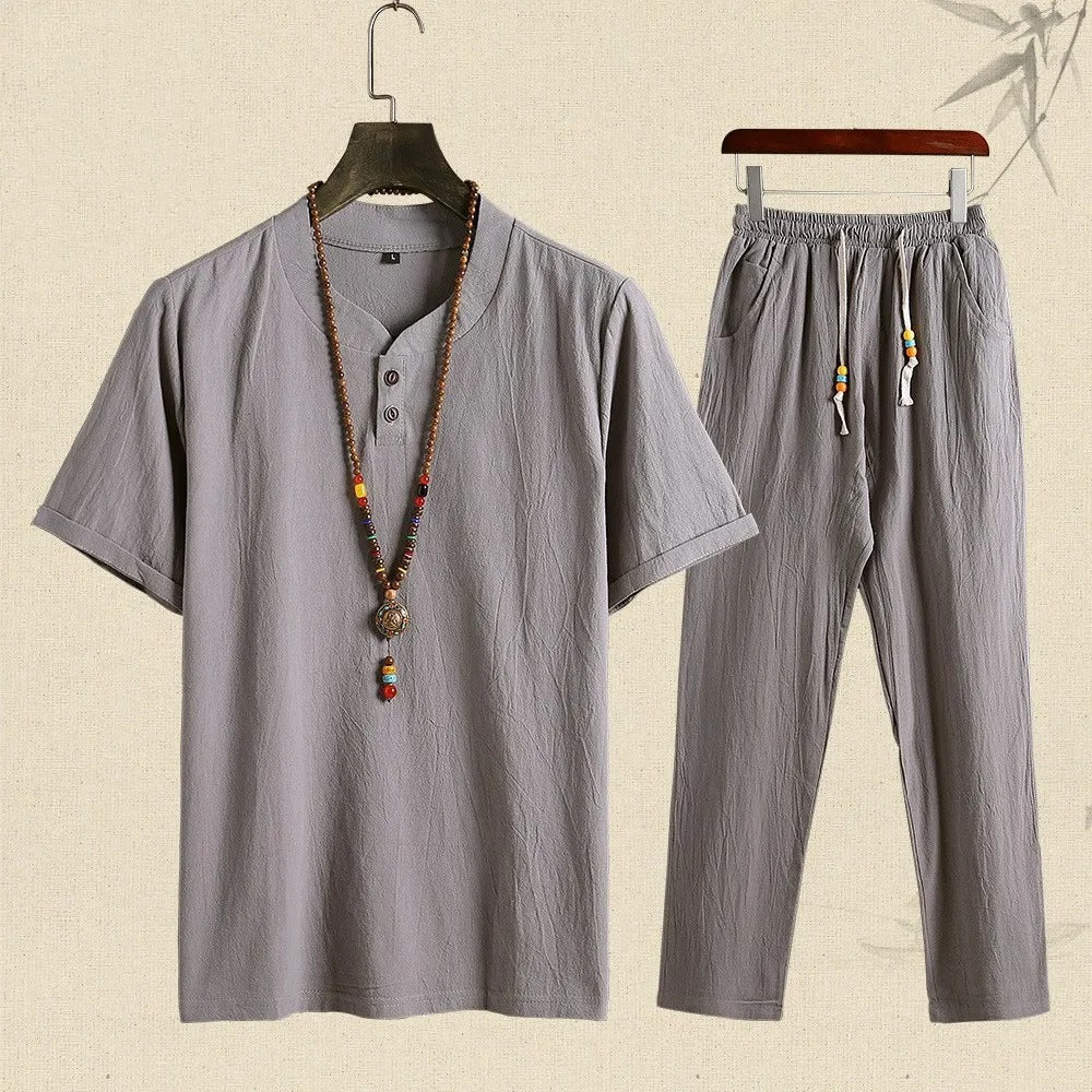 Camisa Lino Hombre Manga Corta Verano