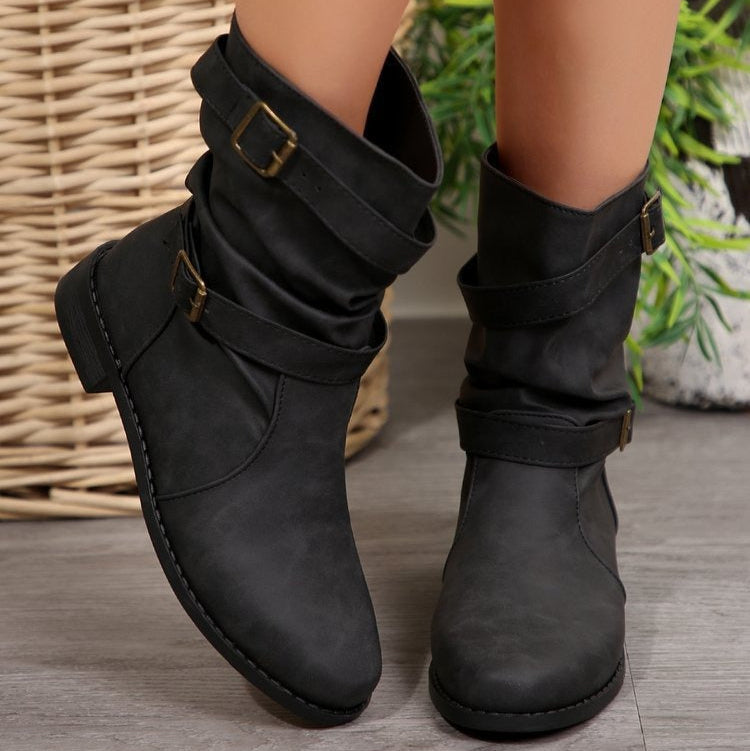 Botas Bajas con Hebilla de Moda
