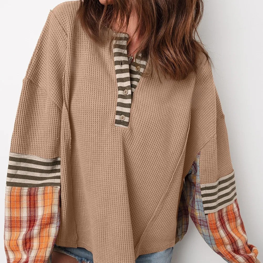 Sudadera mujer patchwork divertida manga a rayas - Vestiria