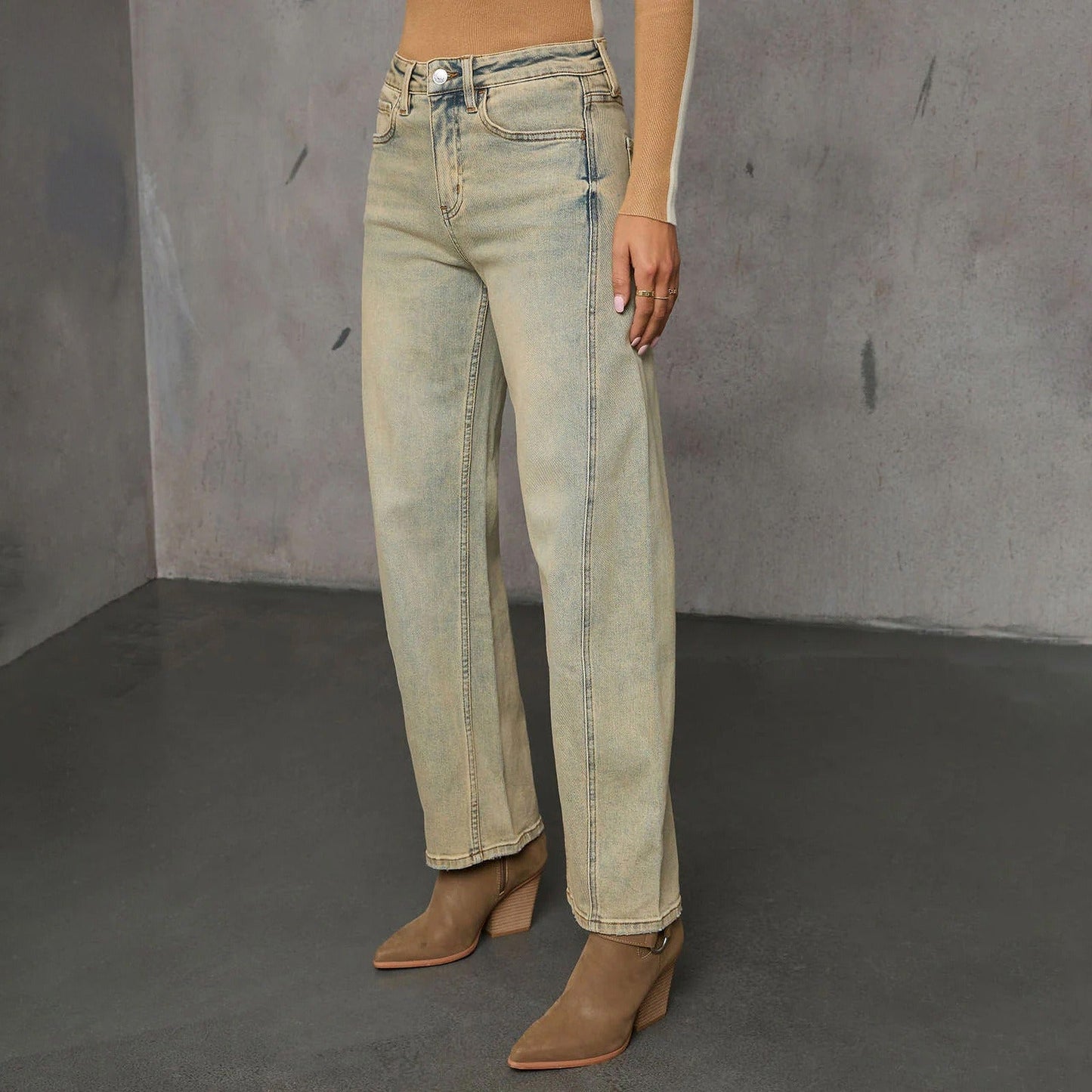 Vaquero Mujer Recto Denim Clásico Alto Corte - Vestiria