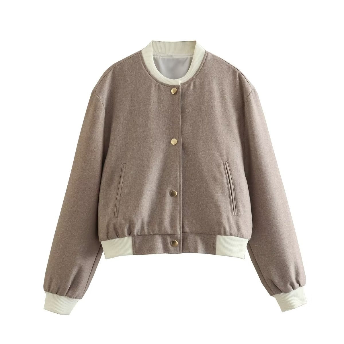 Chaqueta mujer cuero casual con botones metálicos