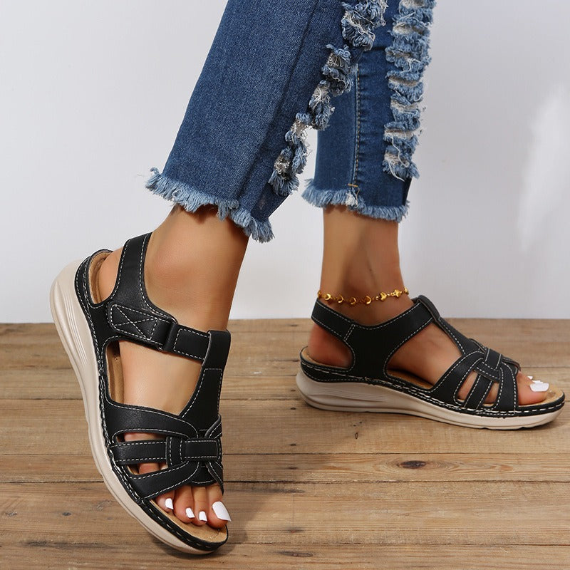 Sandalias Mujer Piel Imitación Trenzadas Confortables Plano