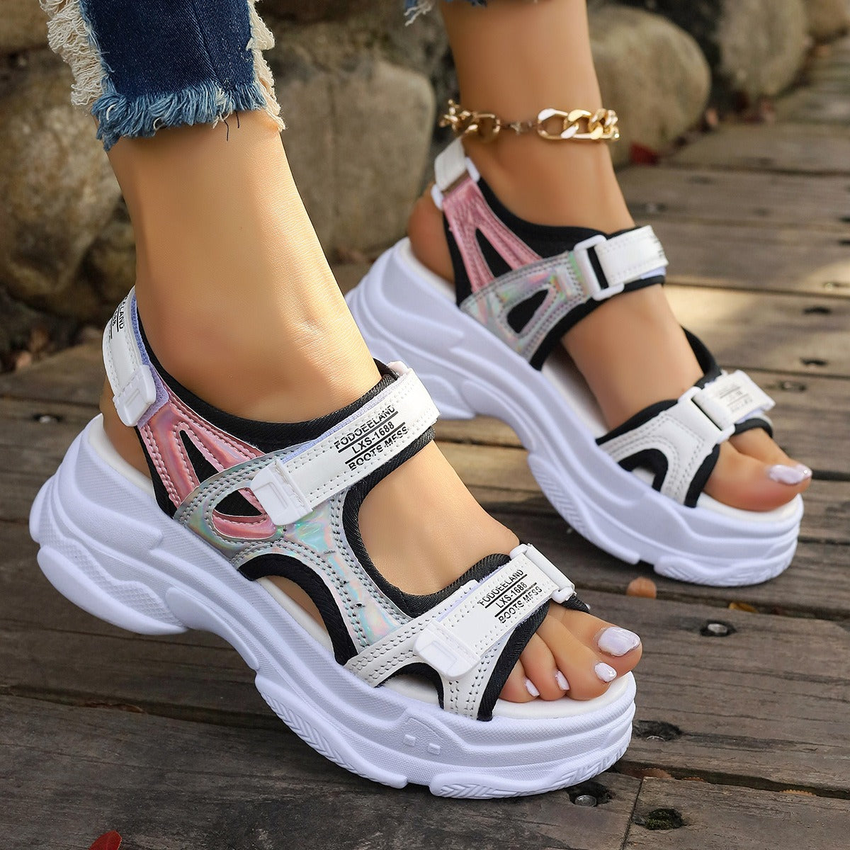 Sandalias Deportivas Mujer Plataforma Alta Diseño Innovador