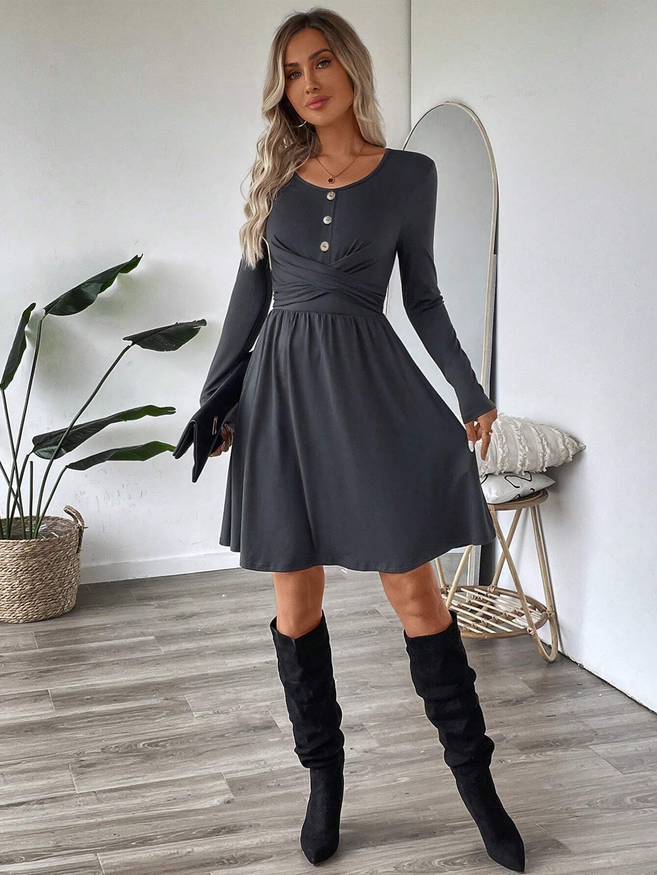 Vestido Mujer Ligero Botones Delantero Elegante - Vestiria