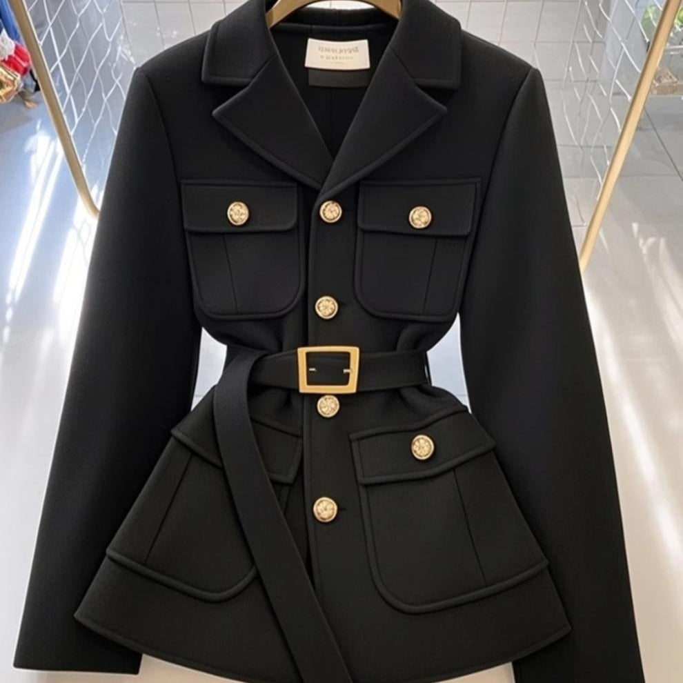 Chaquetón Mujer Cinturón Bolsillos Elegante