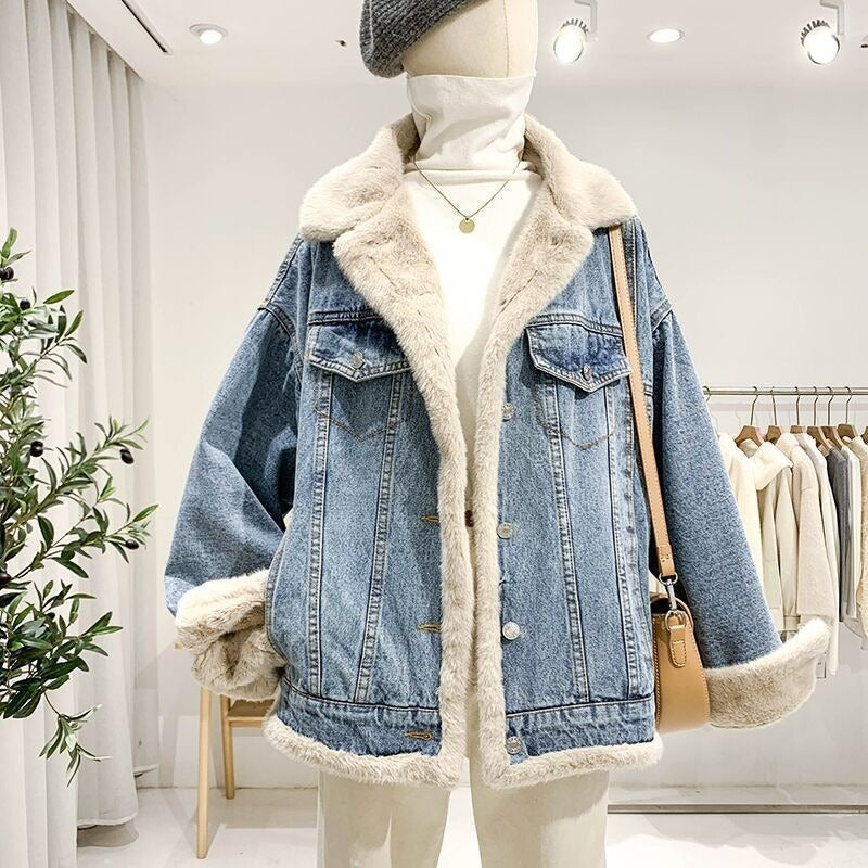 Chaqueta vaquera mujer abrigada oversize moda - Vestiria