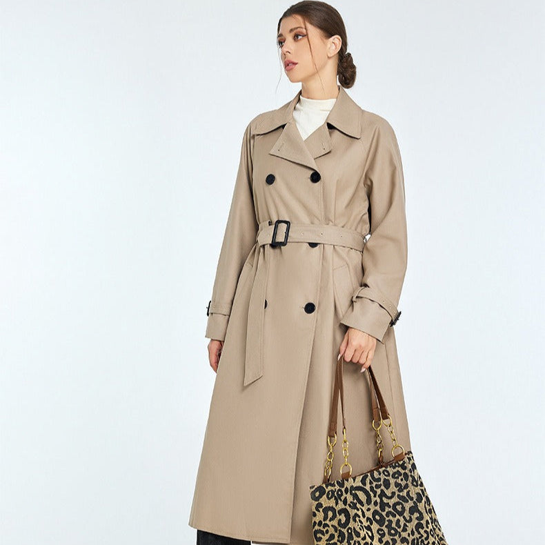 Abrigo Trench Mujer Clásico Doble Botón Elegante