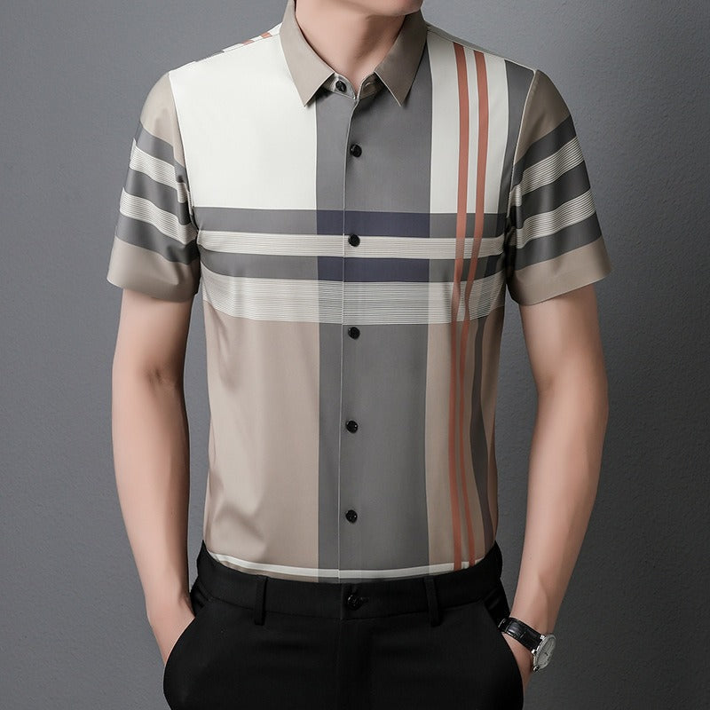 Camisa hombre manga corta estampado moderno ligero