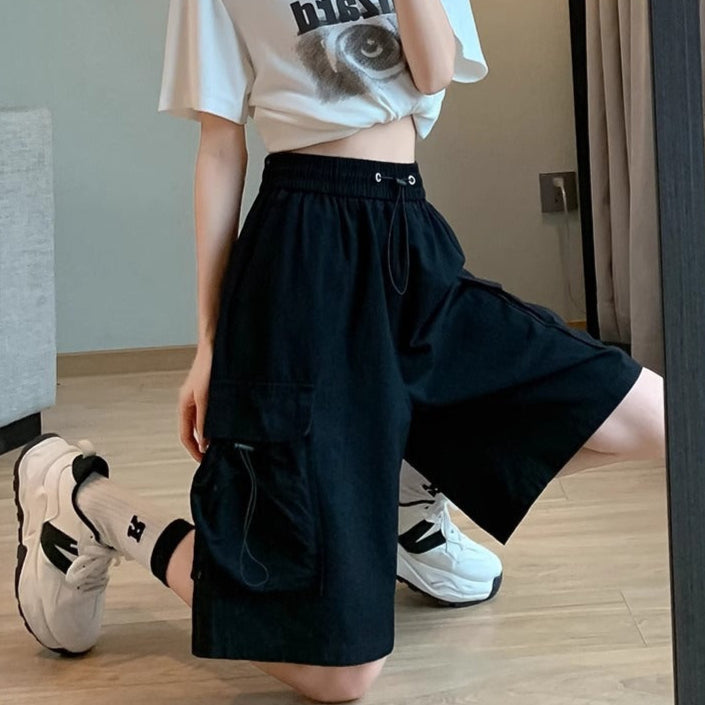 Pantalones cortos mujer cargo con bolsillos grandes
