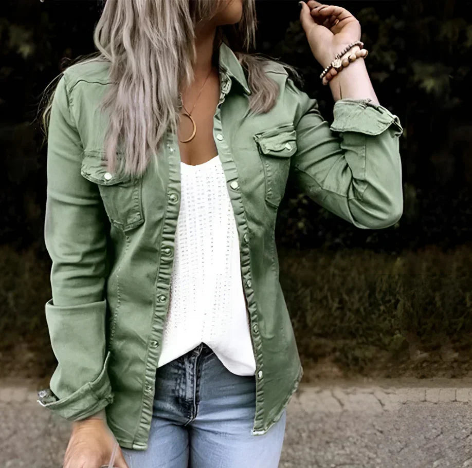 Camisa Mujer Clásica con Bolsillos