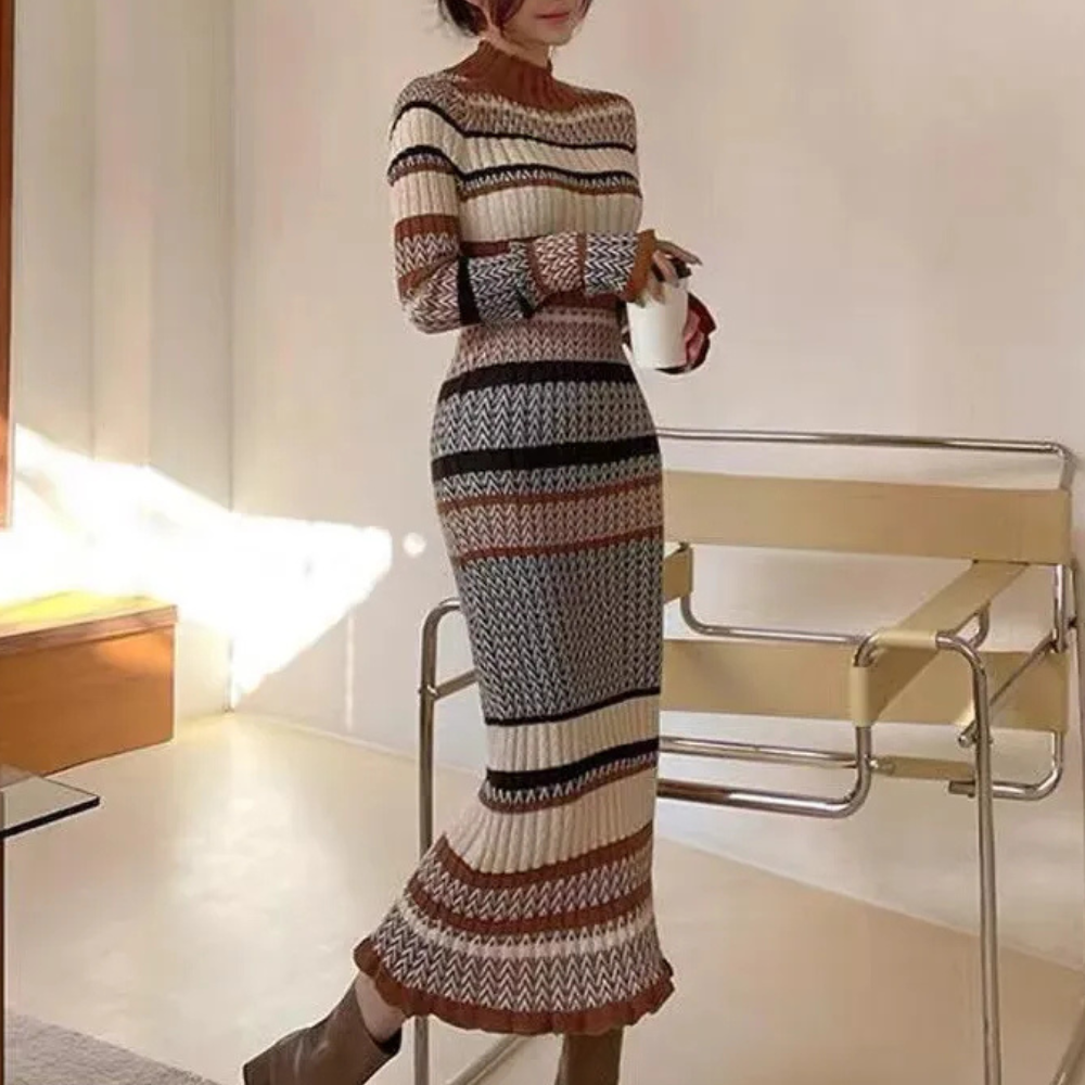Vestido Maxi Rayas Cálido Invierno - Vestiria