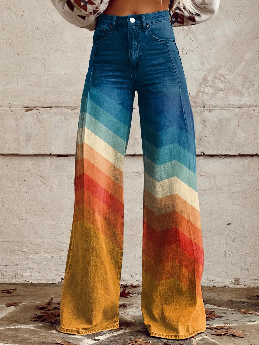 Pantalón ancho Estampado Vintage Elástico - Vestiria