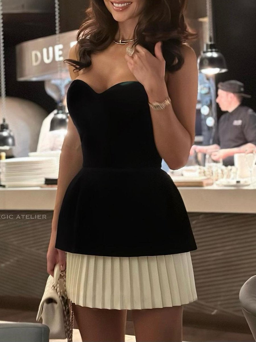 Vestido Boho Terciopelo Sin Tirantes - Vestiria