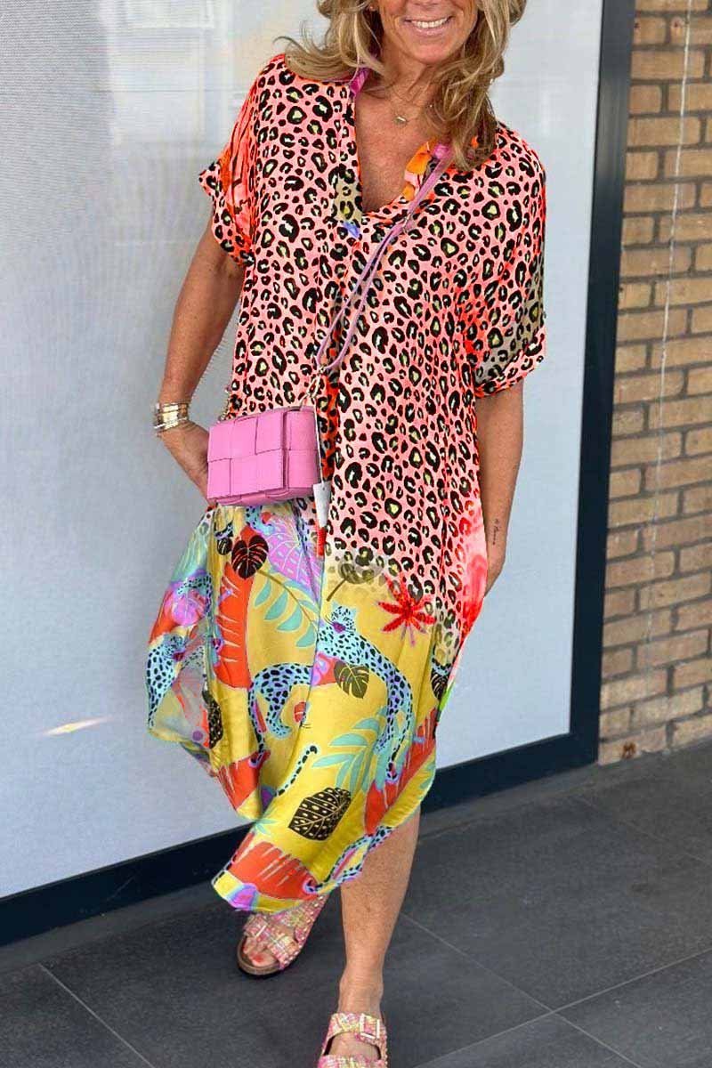 Vestido Leopardo Manga Corta Verano