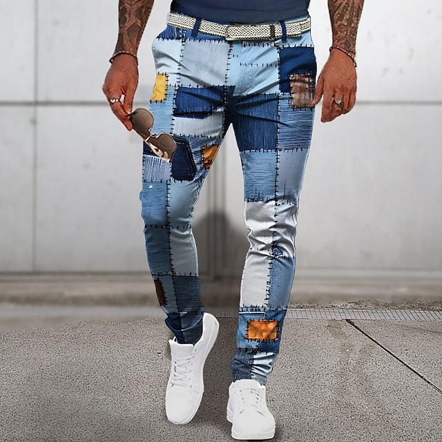 Pantalones Hombre Verano Estilo Patchwork Clásico