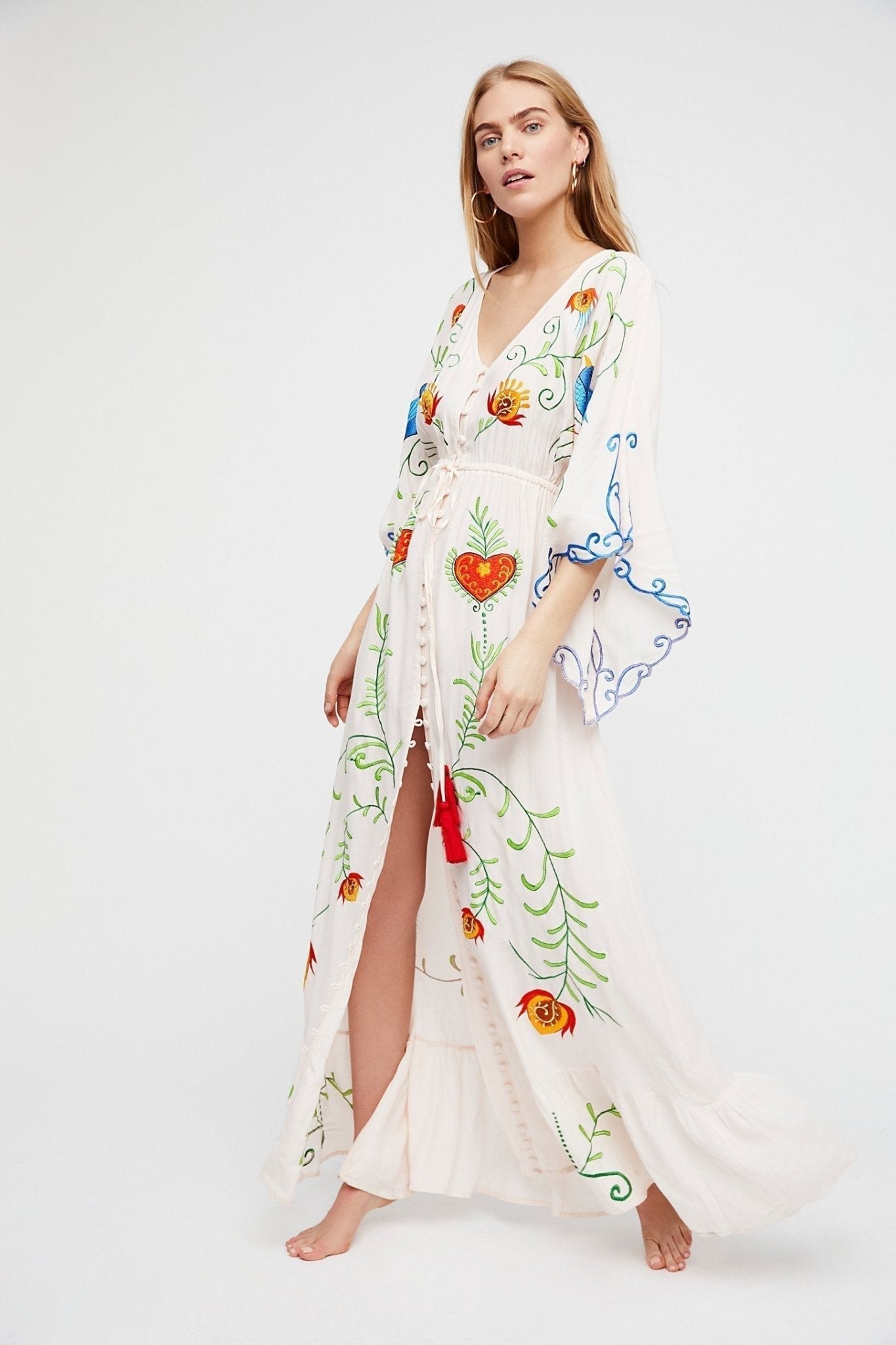 Vestido Floral con Encaje y Escote Profundo - Vestiria