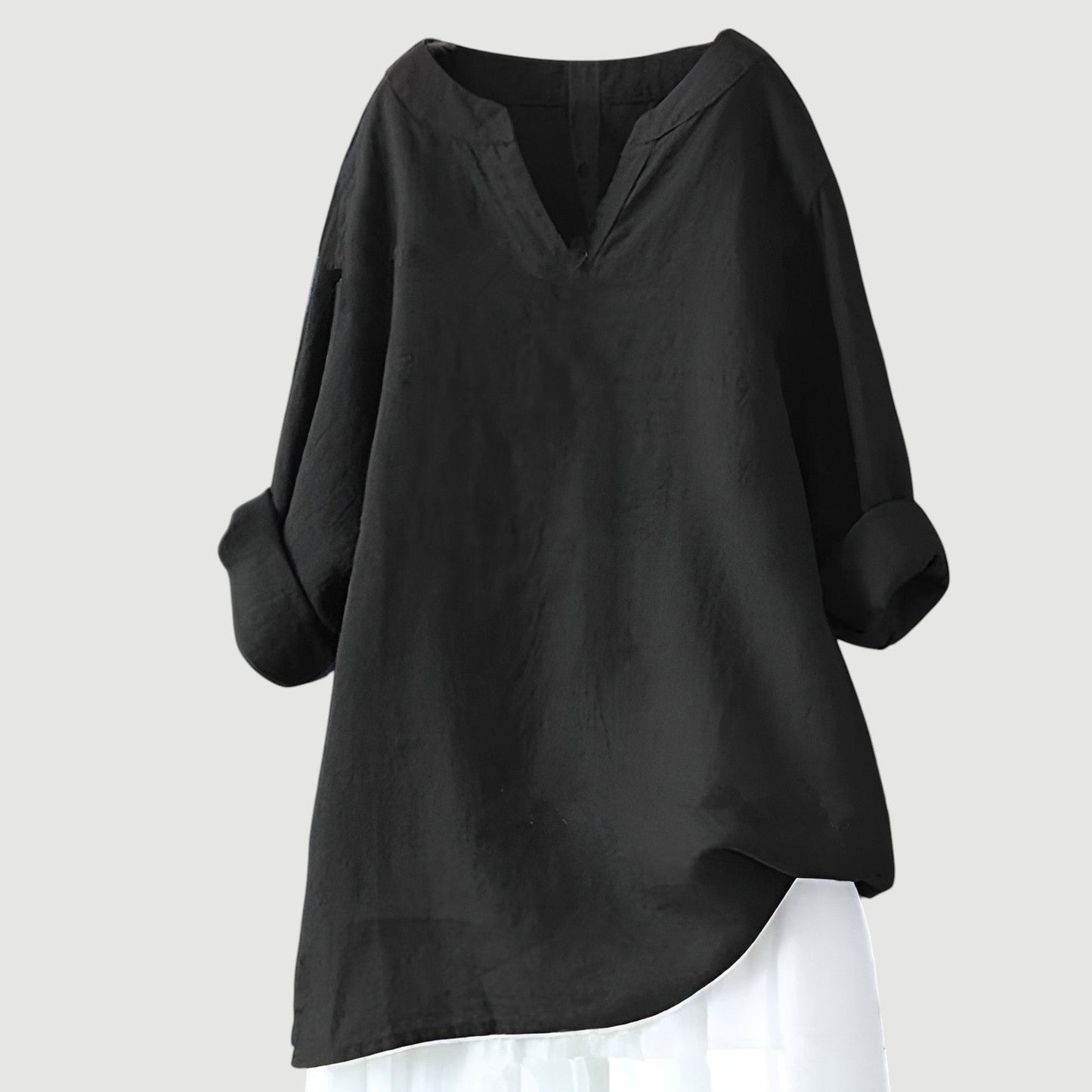 Vestido mujer holgado con escote en V elegante