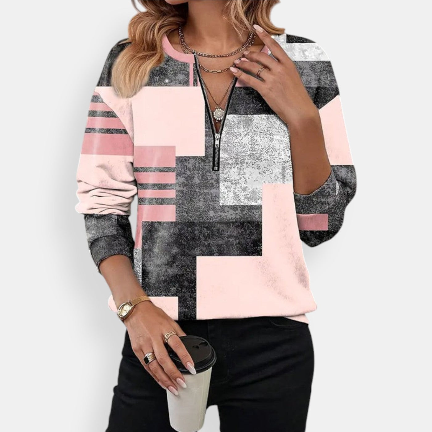 Sudadera deportiva con cremallera y diseño trendy - Vestiria