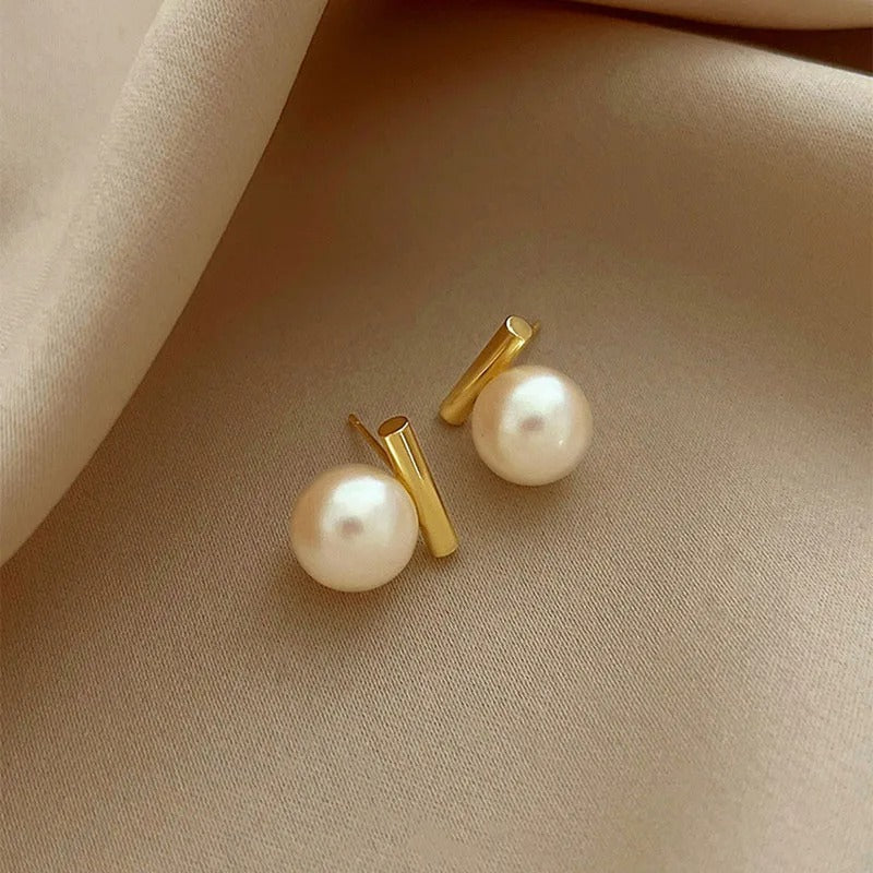 Pendientes Barra Perla Brillante - Vestiria