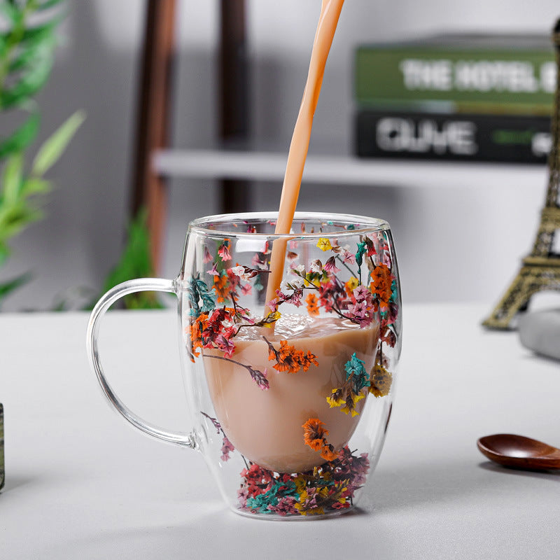 Vaso de Vidrio Aislante con Diseño Floral - Vestiria