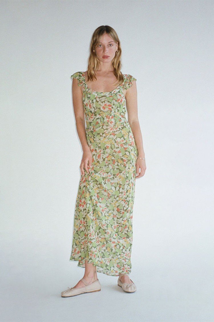 Vestido Maxi Estampado Escote Ancho - Vestiria
