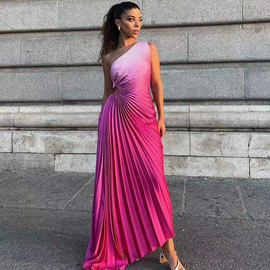 Vestido Plisado Degradado Colores Mujer - Vestiria