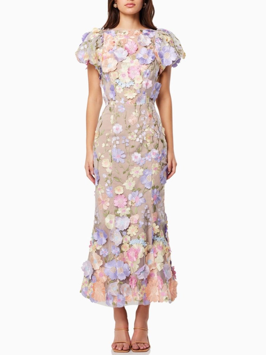 Vestido Encaje Florales Elegante - Vestiria