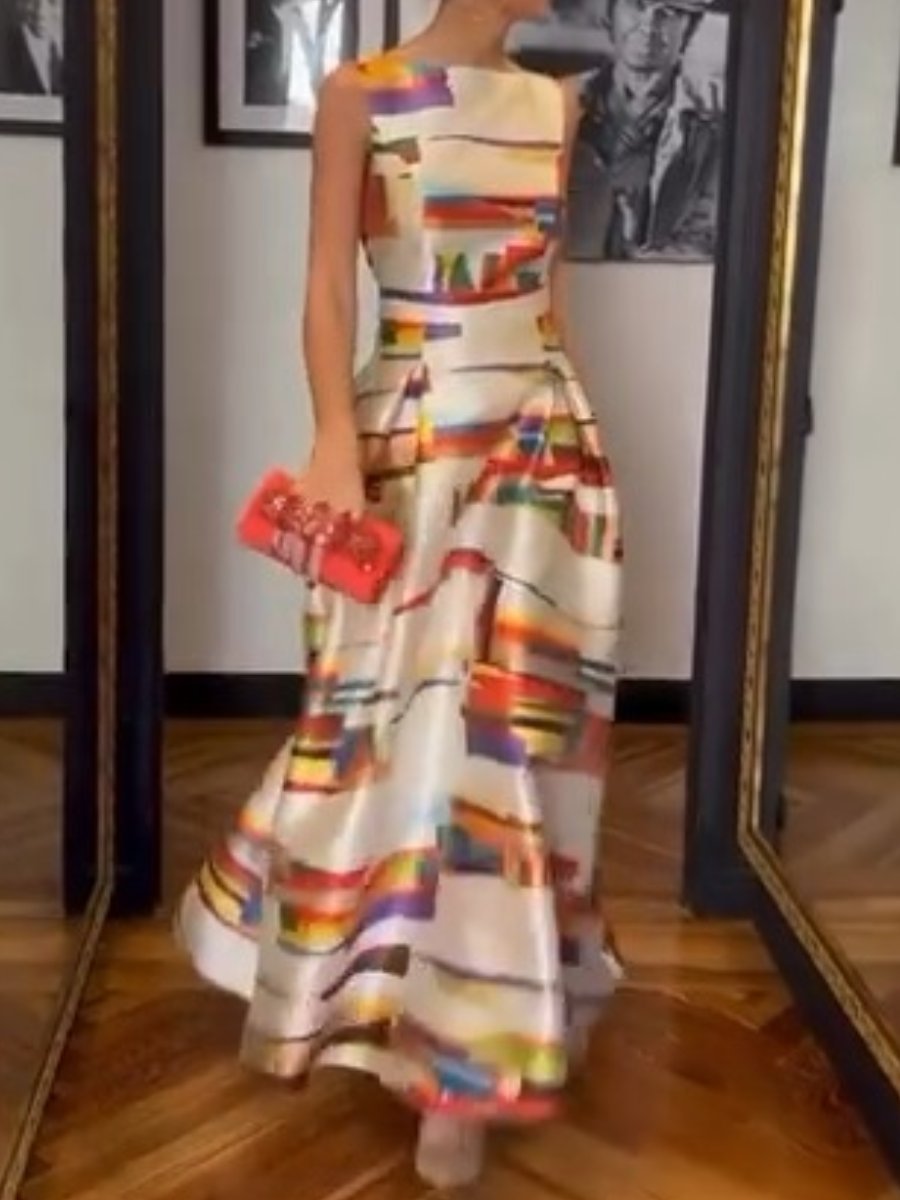 Vestido Ligero Estampado Sin Mangas - Vestiria