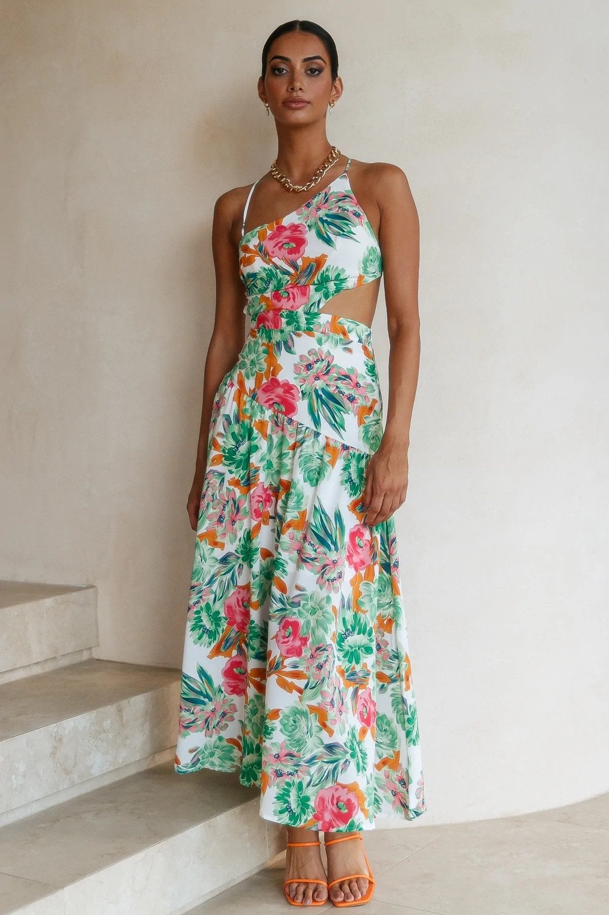 Vestido Midi Floral Estilo Clásico - Vestiria
