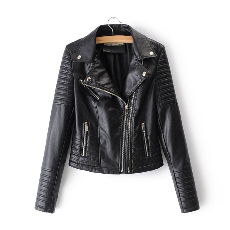Chaqueta Moto Ajustada Mujer Cremallera - Vestiria