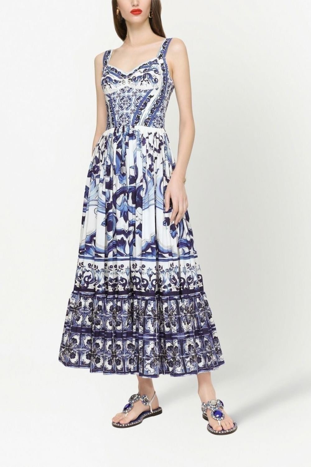 Vestido Maxi Estampado con Volantes Romántico