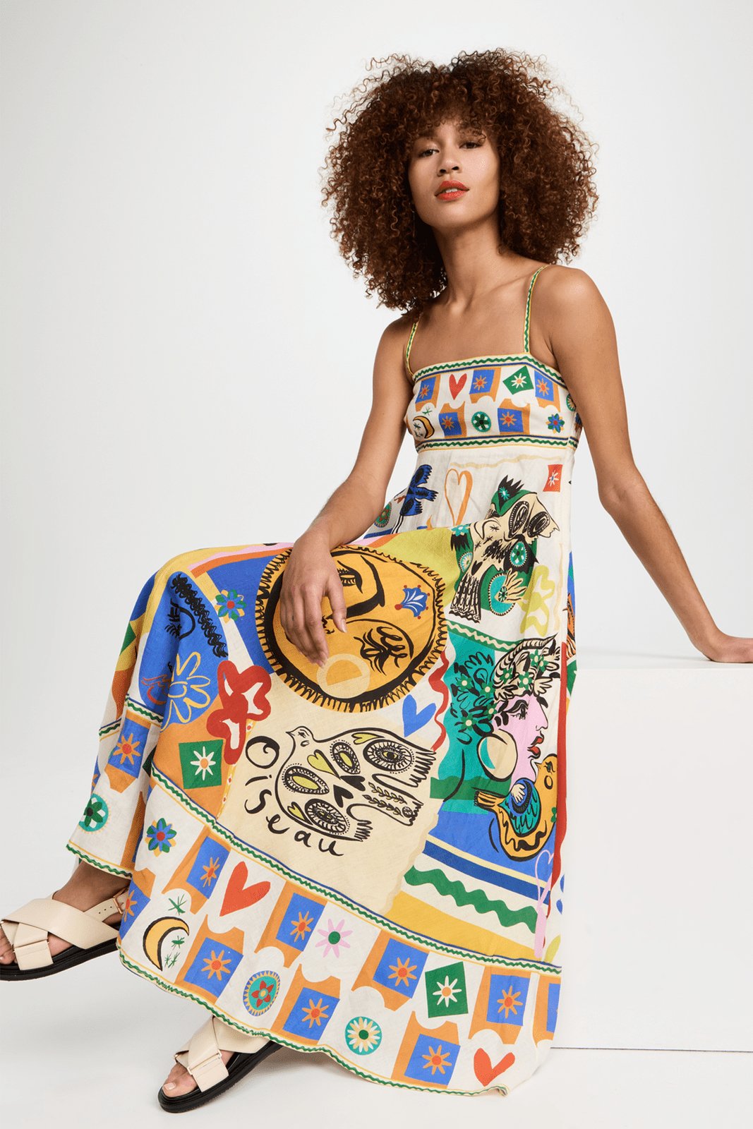 Vestido Midi Estampado Cintura Alta Fashion - Vestiria