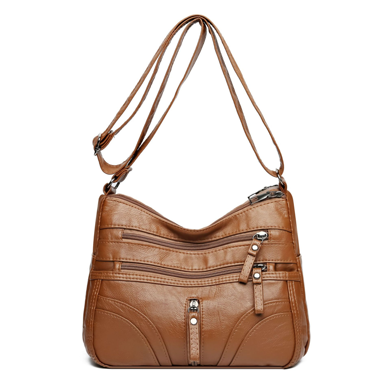 Bolso bandolera elegante con cremallera y detalles femeninos